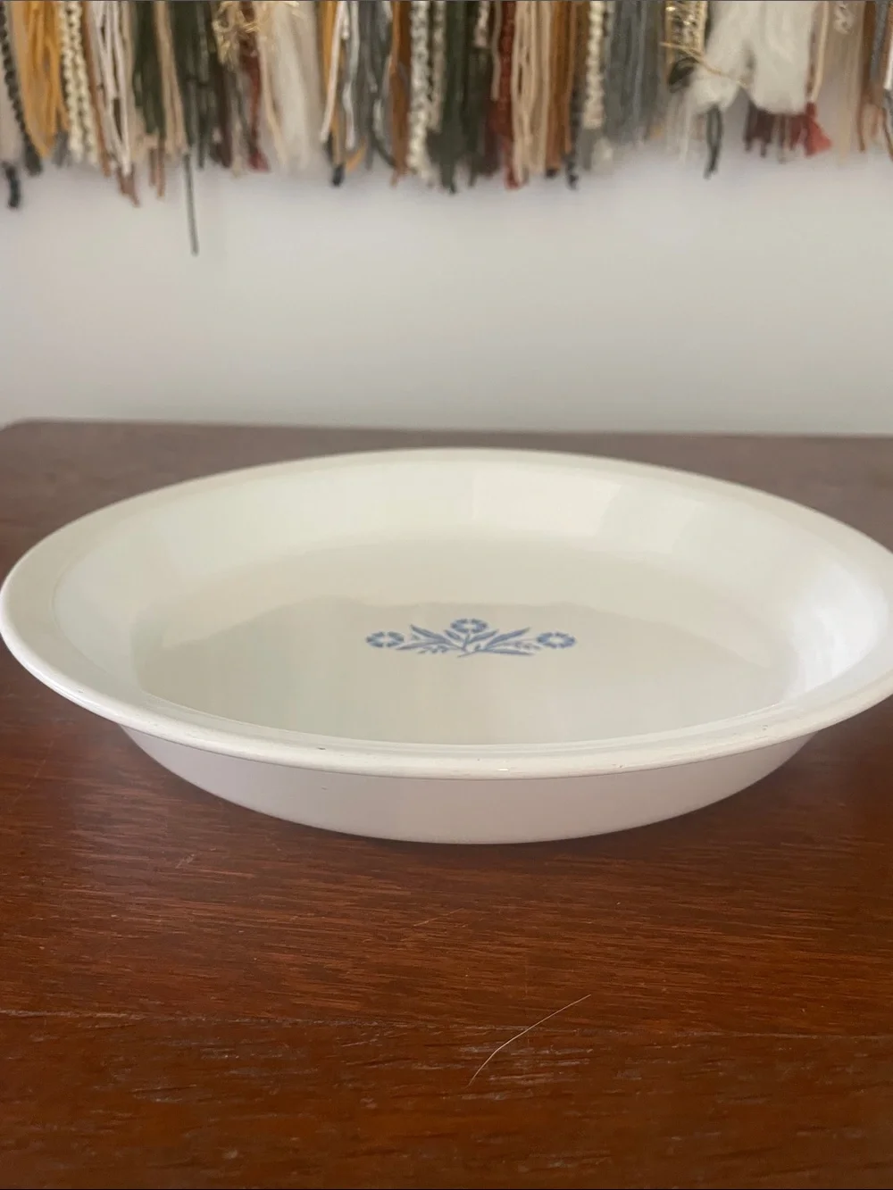 Corningware White with Blue Floral Center pie plate